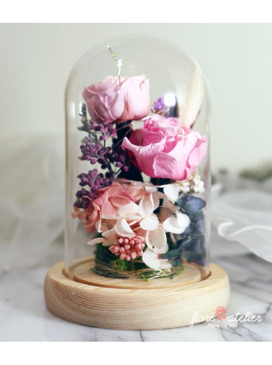 Preserved Flower Glass Dome with LED